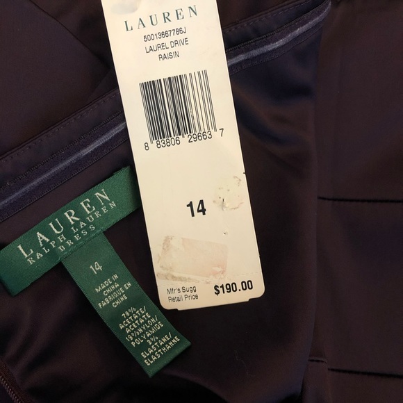 RALPH LAUREN Cocktail Dress Purple Size 14 NWT Sateen - Picture 9 of 10